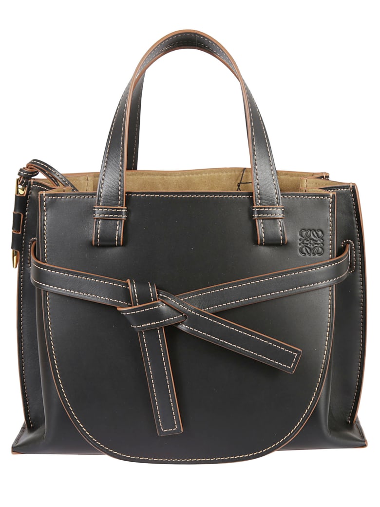 Loewe Small Gate Top Handle Shoulder Bag - Black/Tan