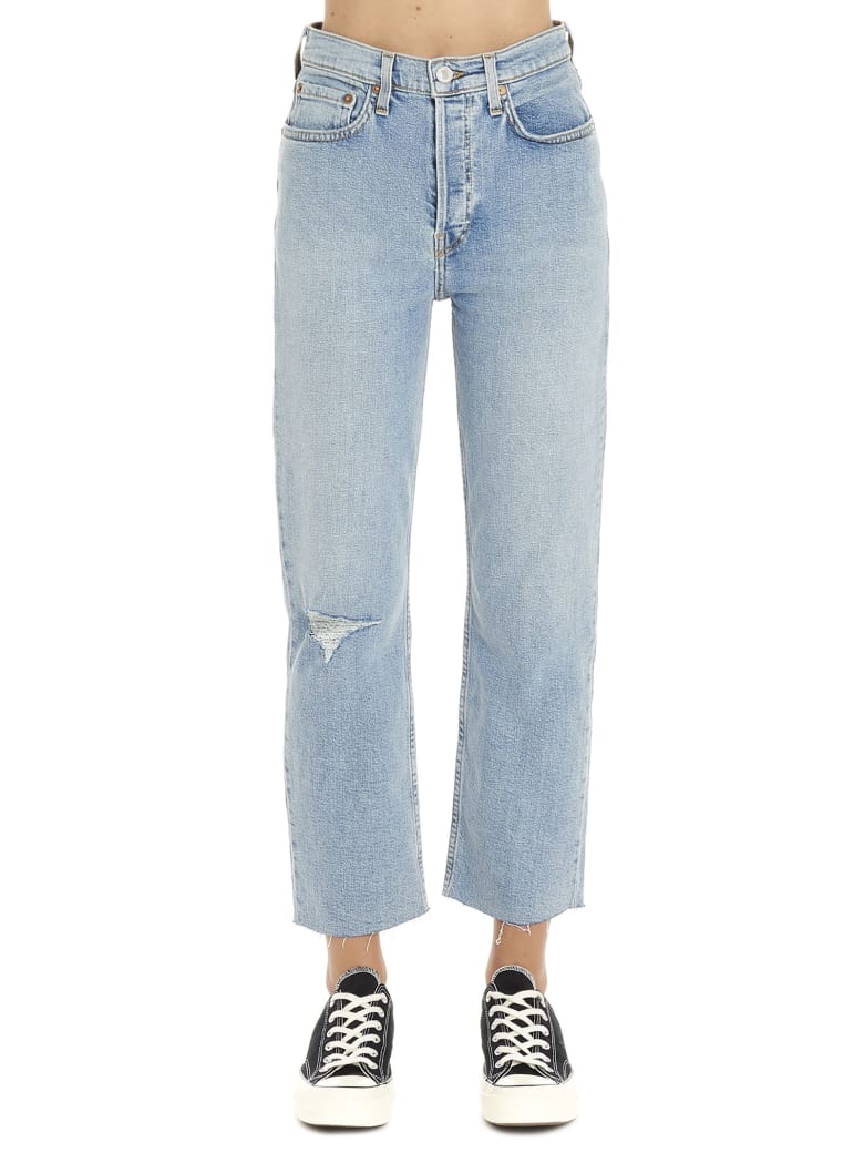 RE/DONE 'stove Pipe Destroyed' Jeans - Light blue