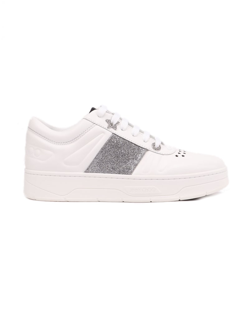 Jimmy Choo Calf Leather Glitter Stripe - X White Silver