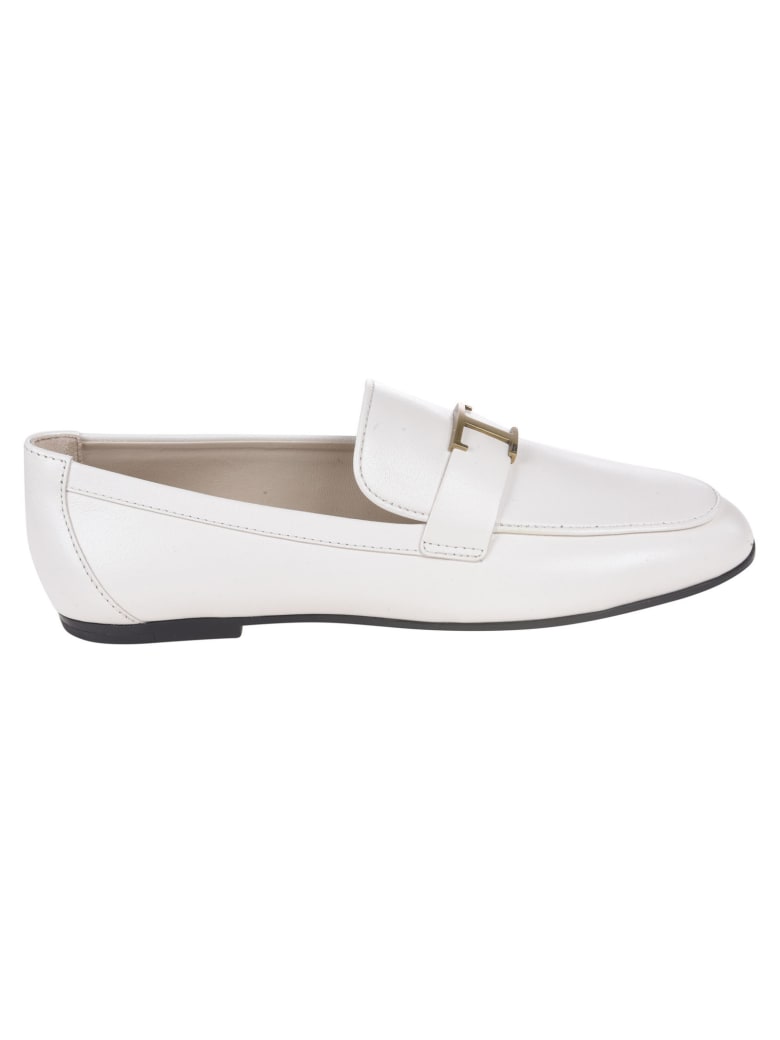 Tod's T Logo Plaque Loafers - Latte