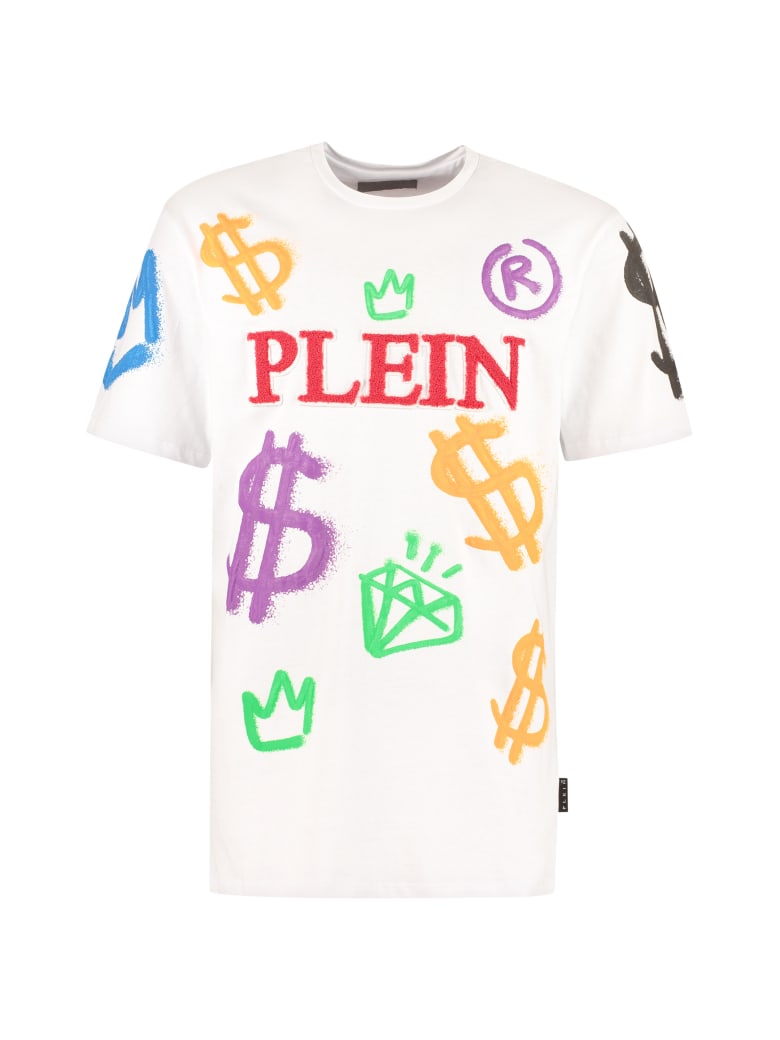 Philipp Plein Printed Cotton T-shirt - White