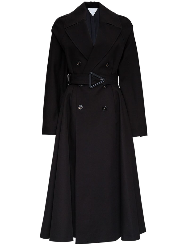 Bottega Veneta Double-breasted Black Cotton Trench Coat - Black