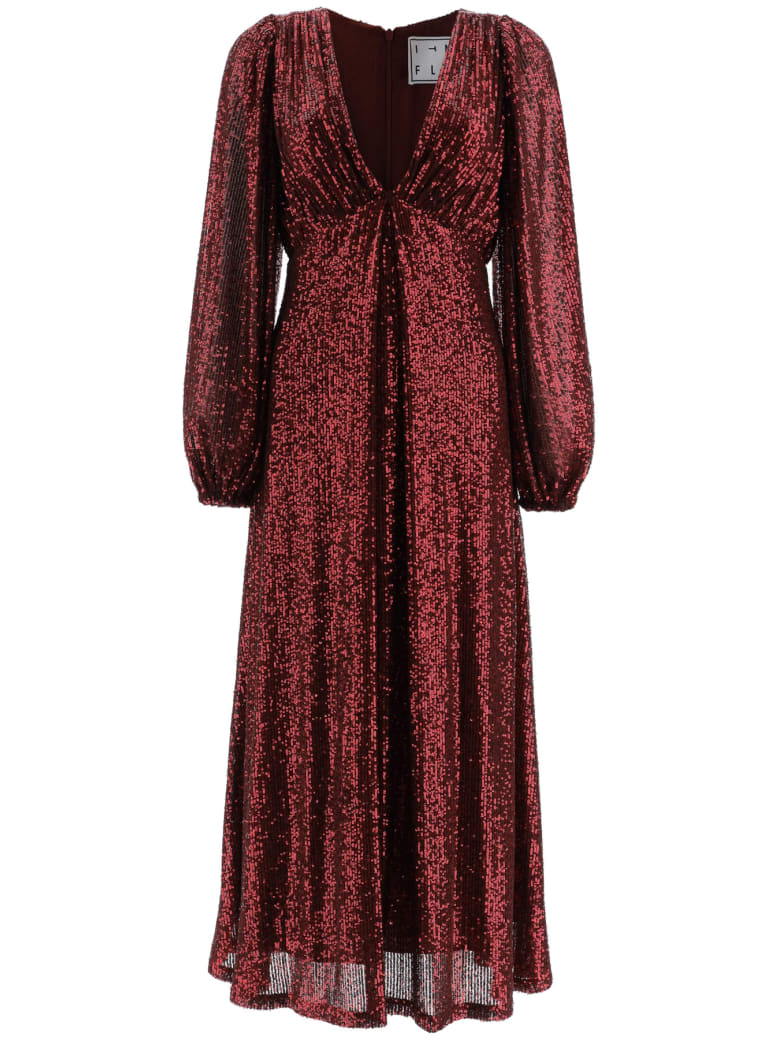 In The Mood For Love Irina Sequined Dress - BURGUNDY (Red)