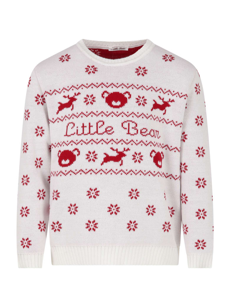 Little Bear White Sweater For Kids - White