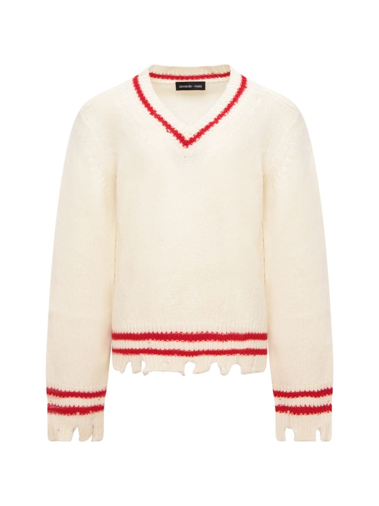 Riccardo Comi Ivory Sweater With Red Details - White