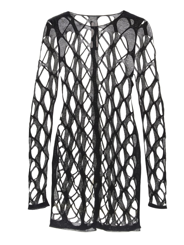Rick Owens 'net Ls Round Neck' Dress - Nero