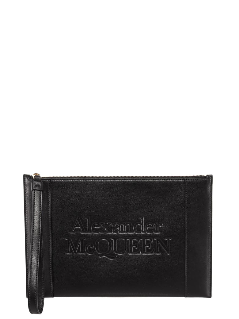 Alexander McQueen Logo-embossed Zip Clutch - Nero