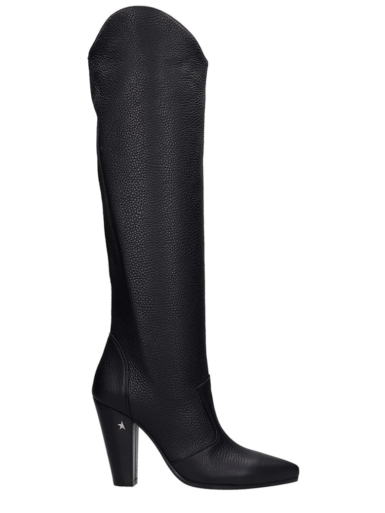 Golden Goose Michelle High Texan Boots In Black Leather - black