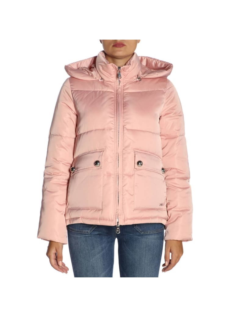 armani shearling jacket pink