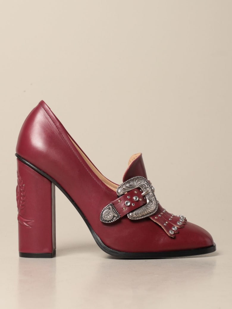 Hilfiger Denim Hilfiger Collection High Heel Shoes Hilfiger Collection Moccasin In Leather With Fringes - Burgundy
