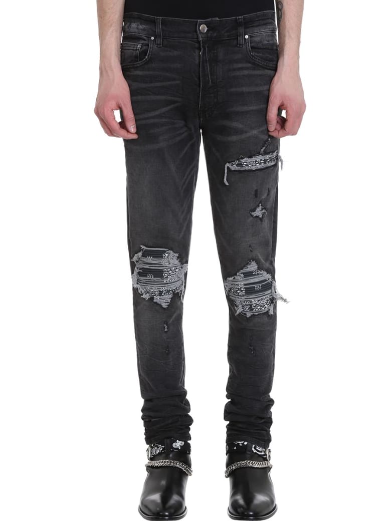 amiri jeans black and red