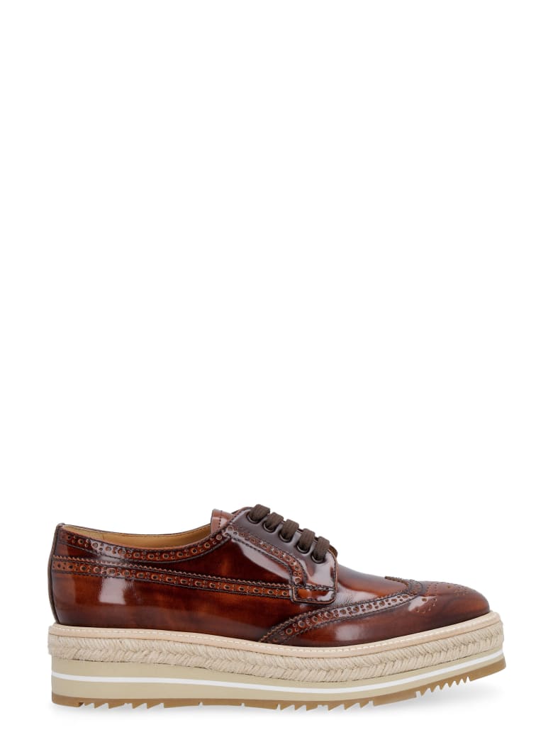 Prada Leather Brogues Lace-up Shoes - brown
