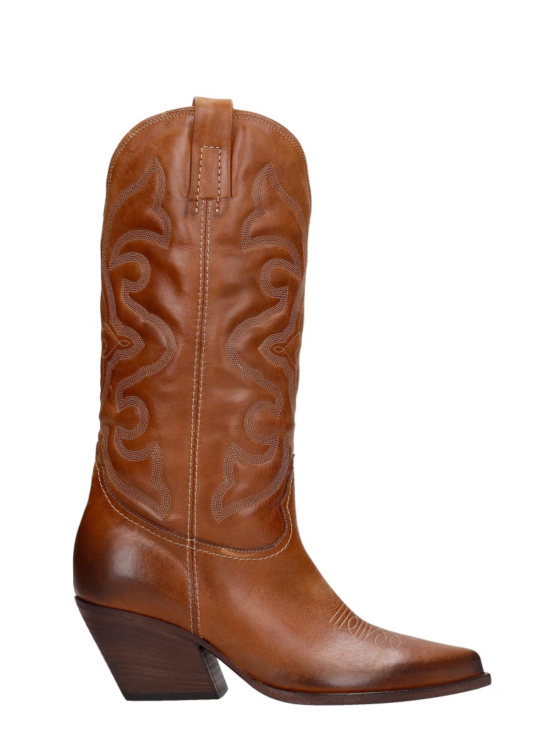 Elena Iachi Texan Boots In Leather Color Leather - leather color