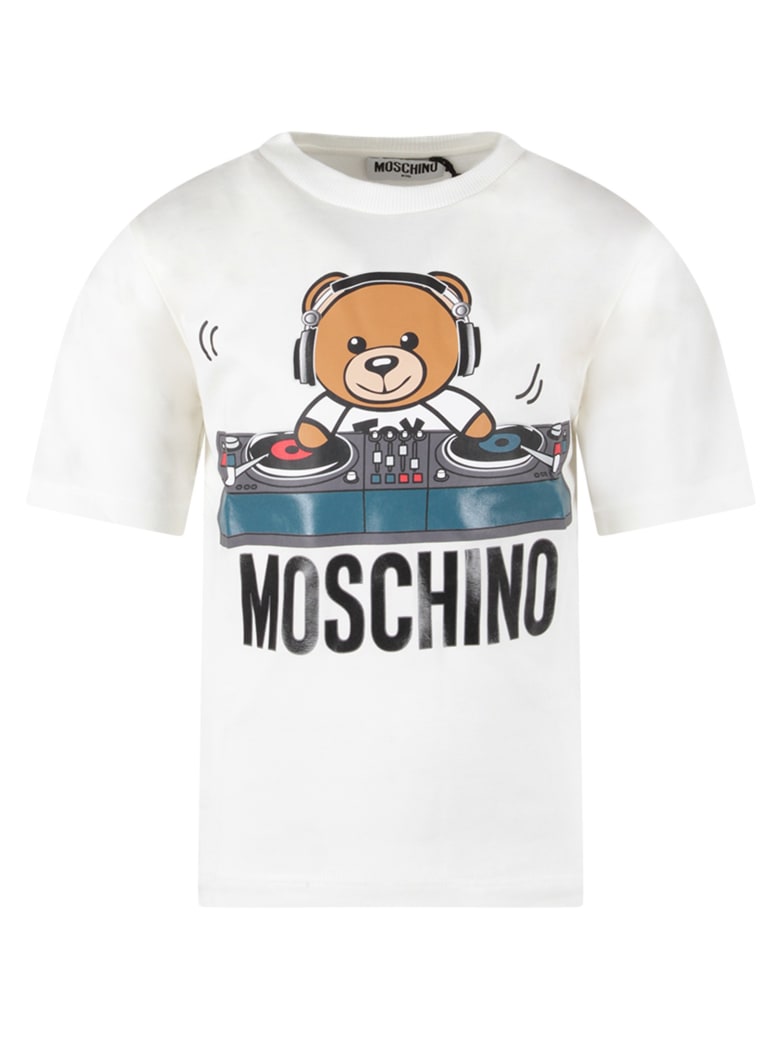 Moschino Moschino White Kids T-shirt With Colorful Dj Teddy Bear ...