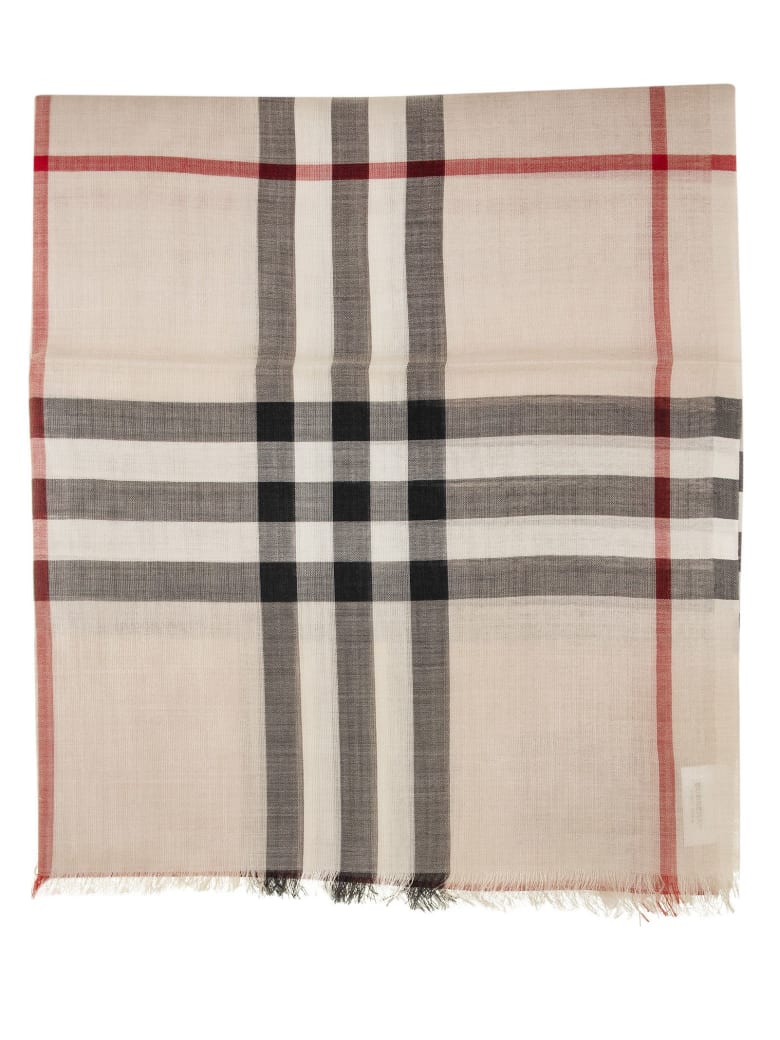 burberry lightweight check wool and silk scarf
