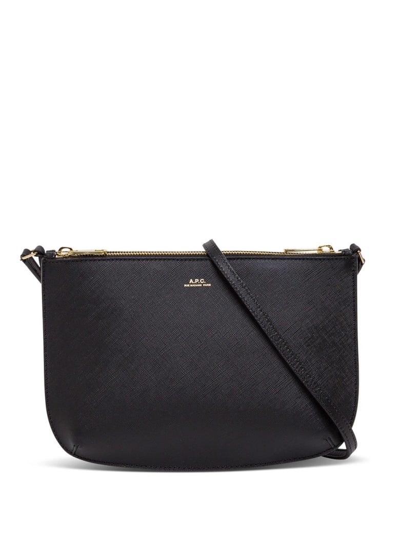 A.P.C. Sac Demi Lune Leather Crossbody Bag - Black