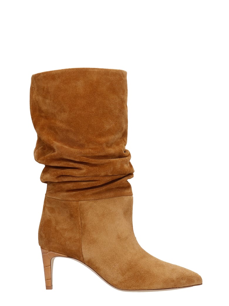 Paris Texas High Heels Ankle Boots In Leather Color Suede - leather color