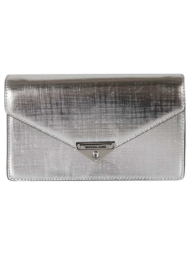 michael kors silver clutch