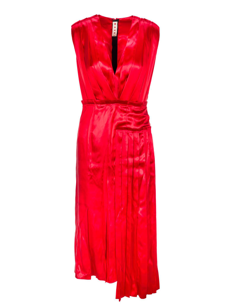 Marni V-neck Satin Dress - LAQUER