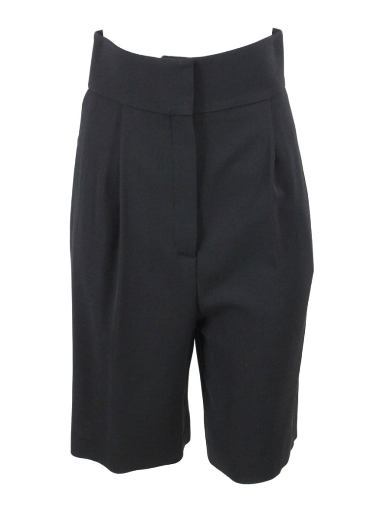 Fabiana Filippi High-waisted Wool Twill Bermuda Shorts - Black