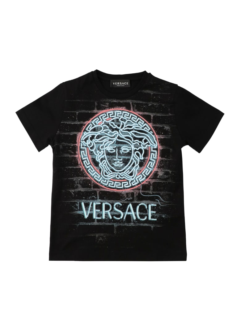 Young Versace Medusa Detail Cotton T-shirt - black