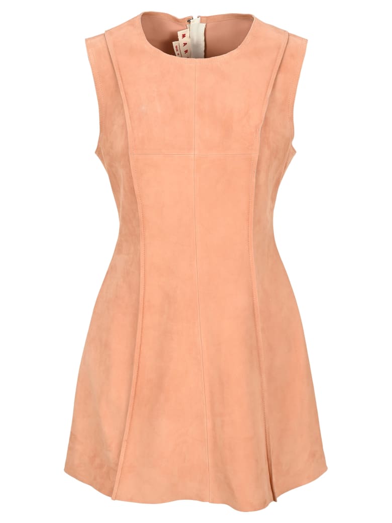 Marni Sleeveless Suede Tunic Dress - ANITIQUE ROSE