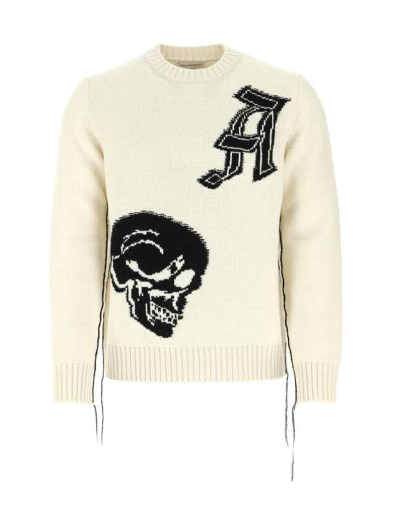 Alexander McQueen Crew Neck Pullover Skull - Ivory Black