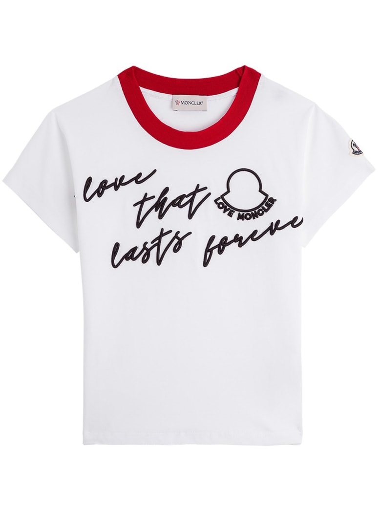 Moncler Jersey T-shirt With Logo Print - White