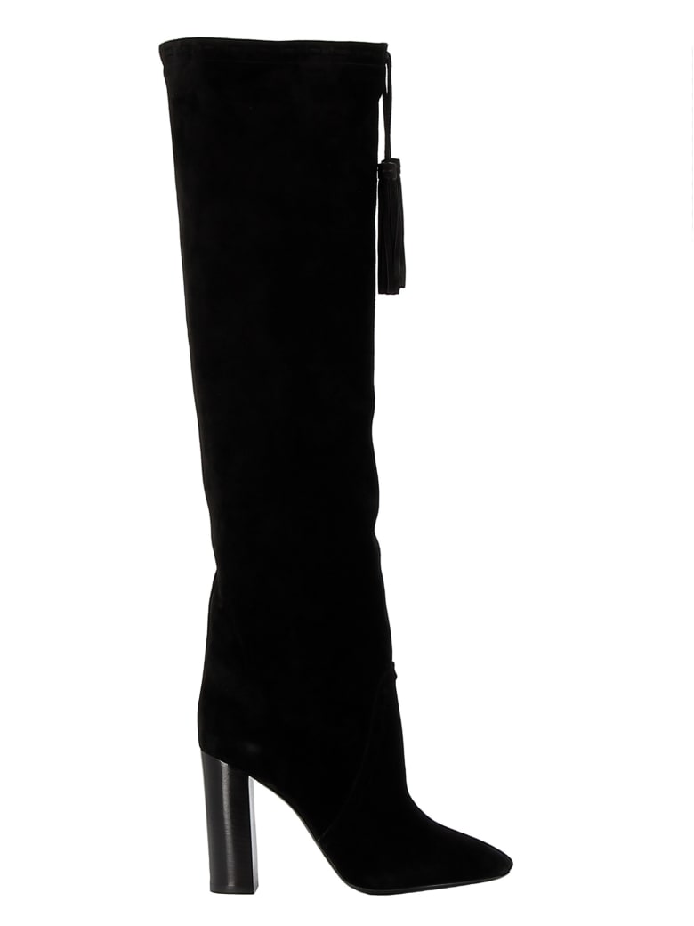 saint laurent black suede boots