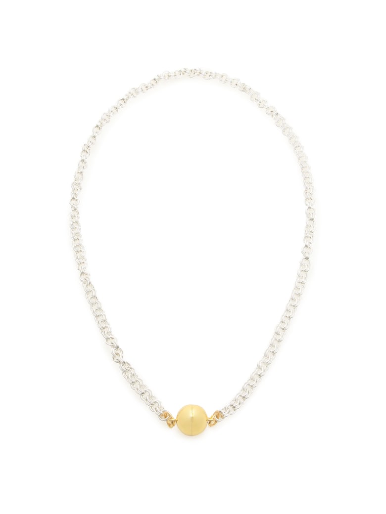 Timeless Pearly Chain Necklace With Magnetic Clasp - SILVER GOLD (Silver)