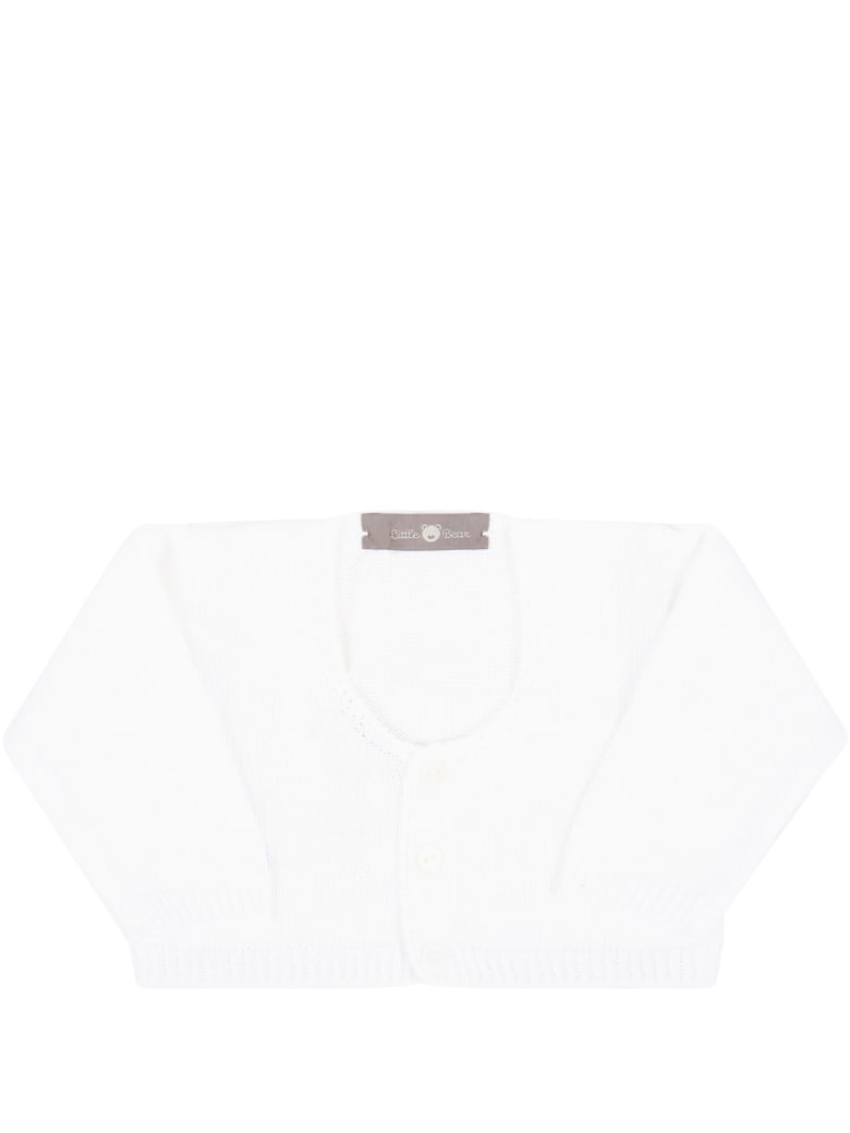 Little Bear White Cardigan For Babykids - White