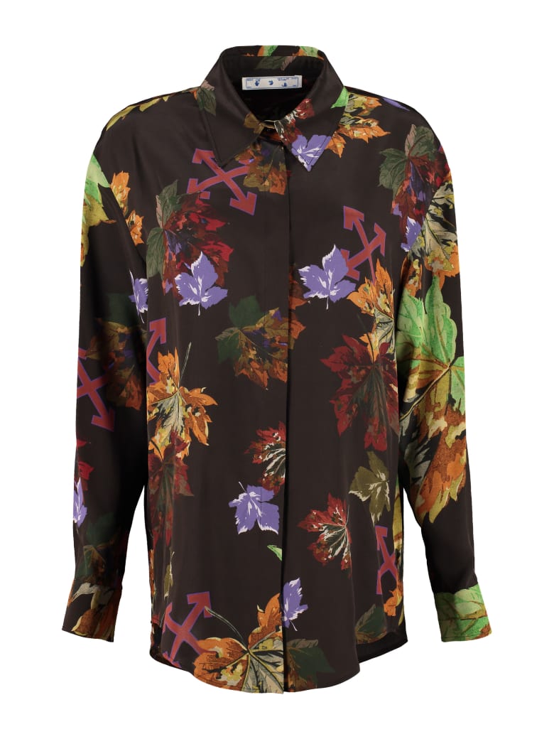Off-White Printed Silk Shirt - brown
