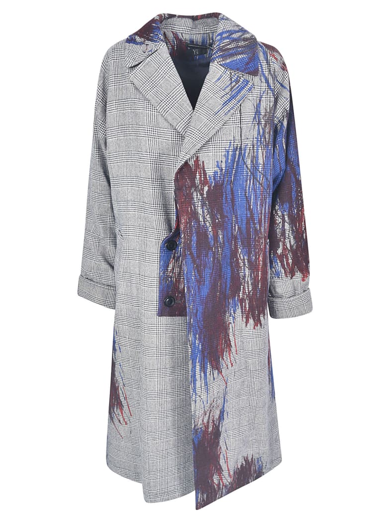 Y's Check Painted Coat - Galles Blue
