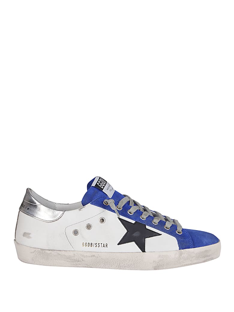 Golden Goose White Leather Super-star Sneakers - WHITE/ROYAL BLUE/BLACK/SILVER
