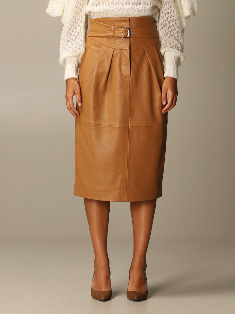 Alberta Ferretti Skirt Leather Sheath Dress - Leather