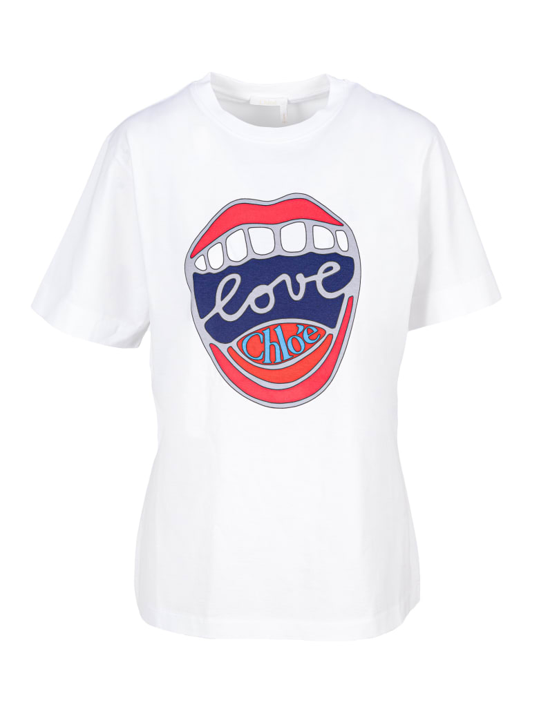 Chloé Chloe' Tshirt Lips - Bianco