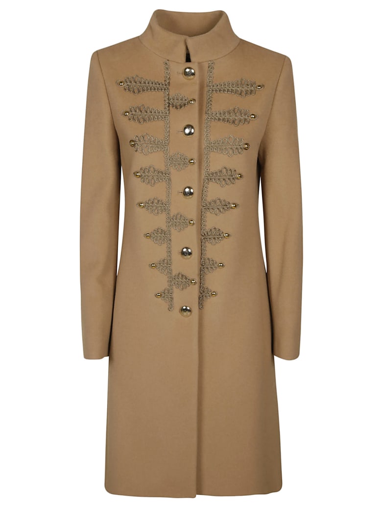 Blumarine Embroidered Coat - Camel