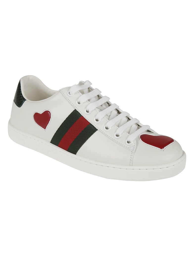 gucci white sneakers with hearts