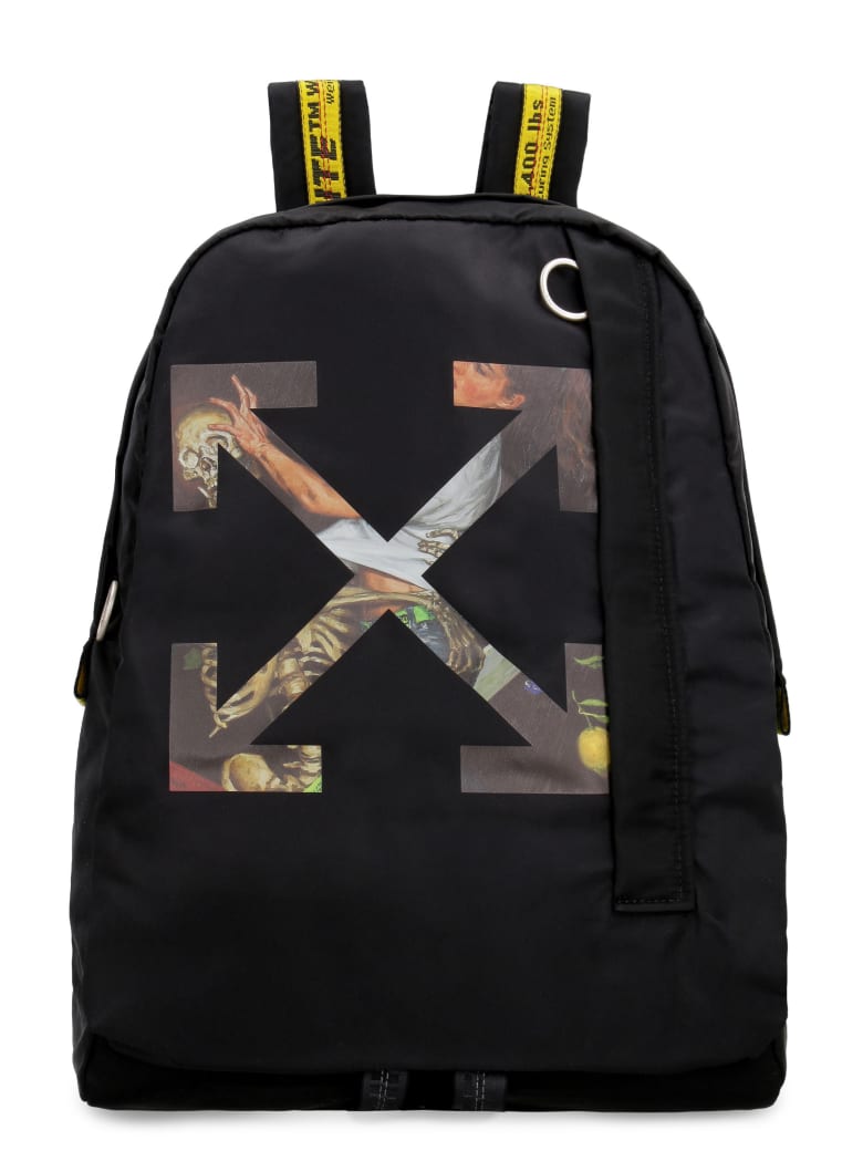 Off-White Logo Detail Nylon Backpack - black