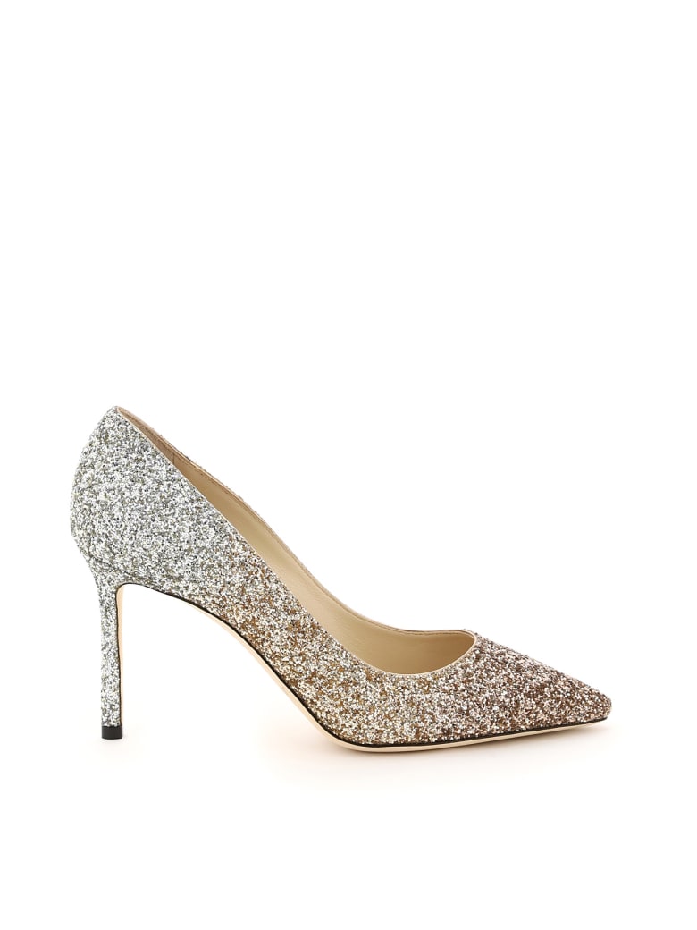 Jimmy Choo Romy Triple-shaded Glitter Pumps 85 - ROSE GOLD SILVER (Silver)