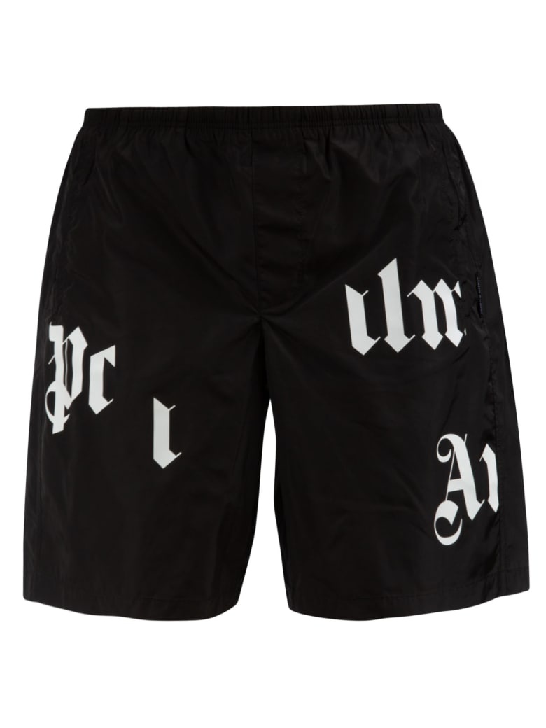 Palm Angels Broken Logo Swim Shorts - Nero e Bianco