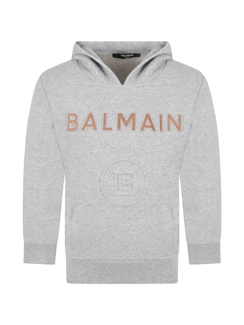 Balmain Grey Sweatshirt For Kids With Logo - Grigio