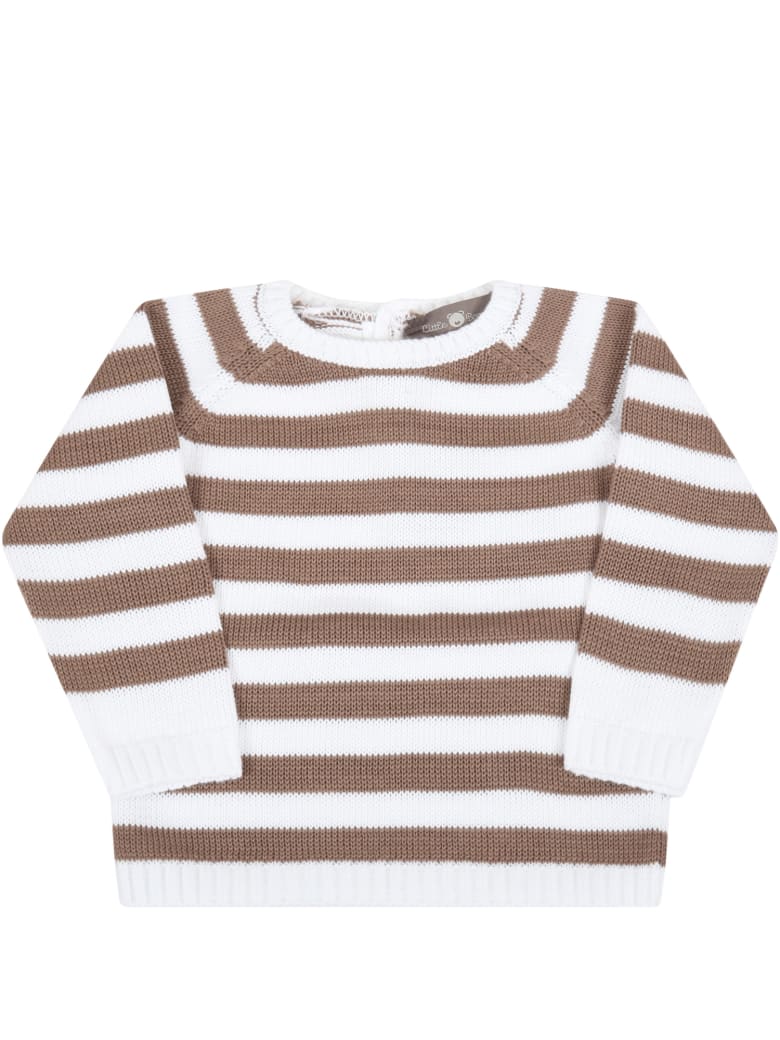 Little Bear Multicolor Sweater For Baby Boy - White