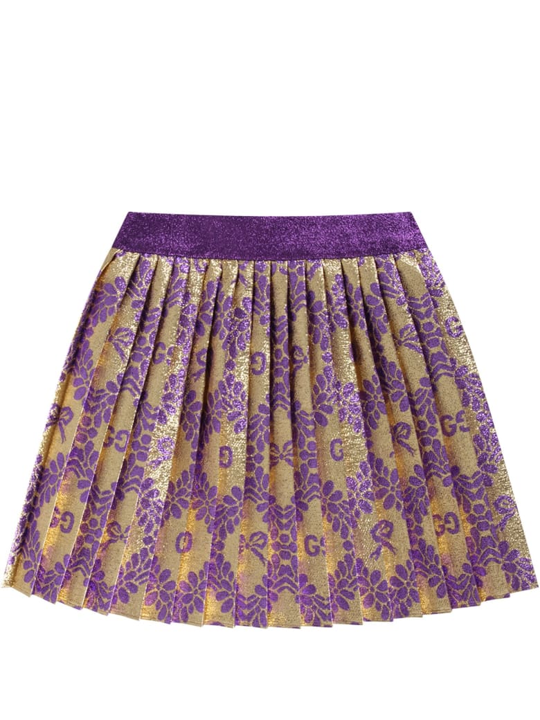 Gucci Gold Skirt For Baby Girl With Double Gg - Gold