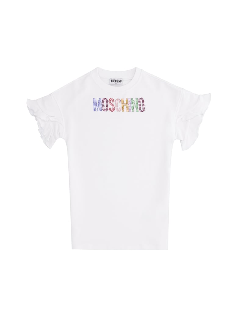 Moschino Logo Print Cotton Sweatdress - White