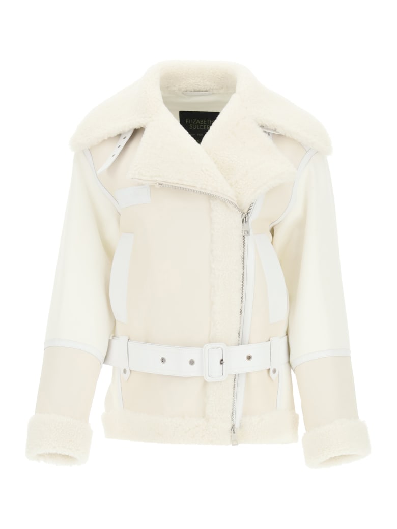 Mr & Mrs Italy Cotton Jacket With Nappa And Shearling Inserts - OFF WHITE SAIL WHITE (White)