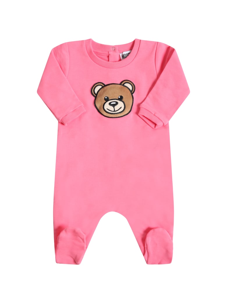 Moschino Fuchsia Babygrow For Babygirl With Teddy Bear - Fuchsia