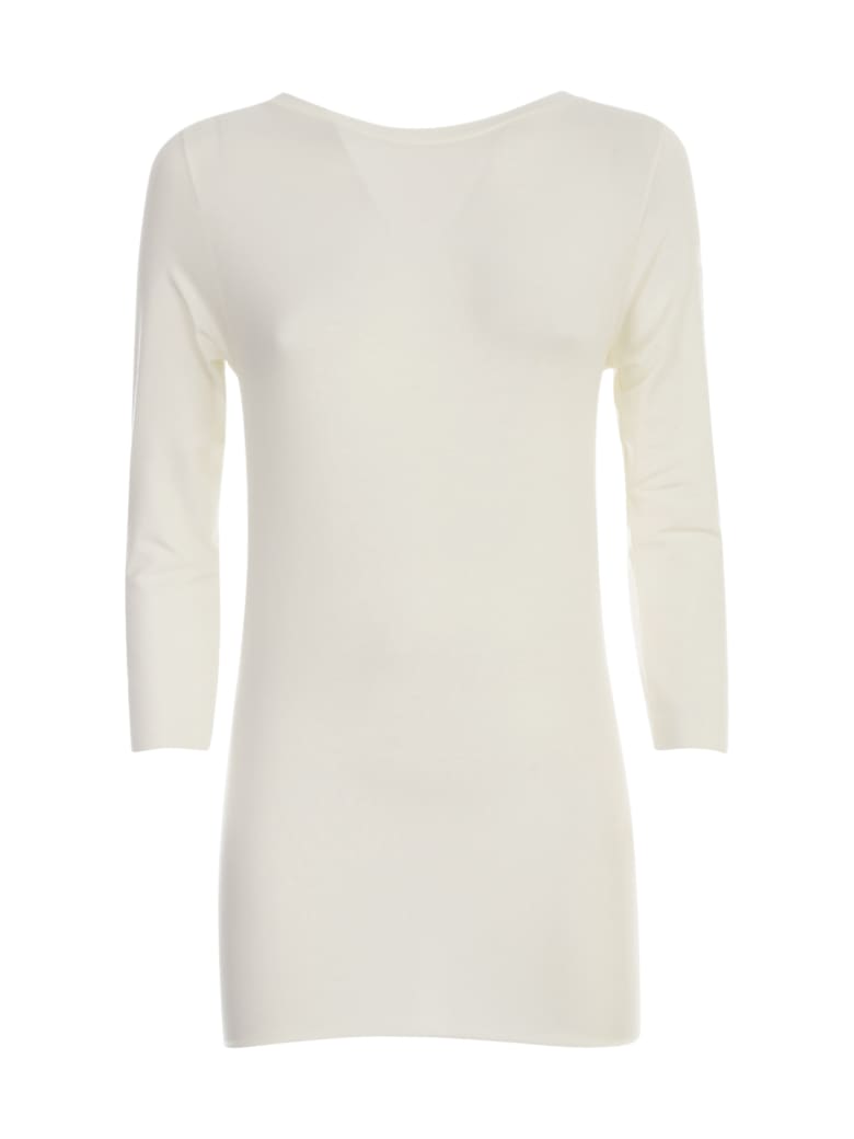 Stefano Mortari Viscose L/s Boat Neck Sweater - Ivory