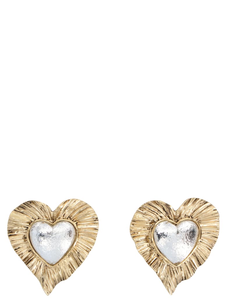 Saint Laurent 'heart' Earrings - Or Laiton Argent Ox