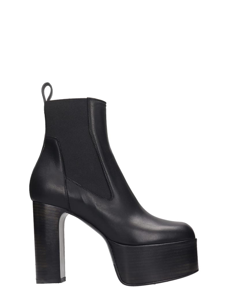Rick Owens Elastic Kiss High Heels Ankle Boots In Black Leather | italist